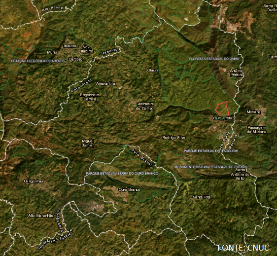 Mapa do Parque Natural Municipal das Andorinhas.