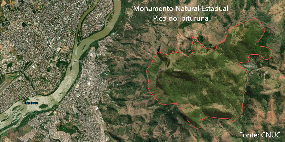 Mapa com a localização do MONAE Pico do Ibituruna.