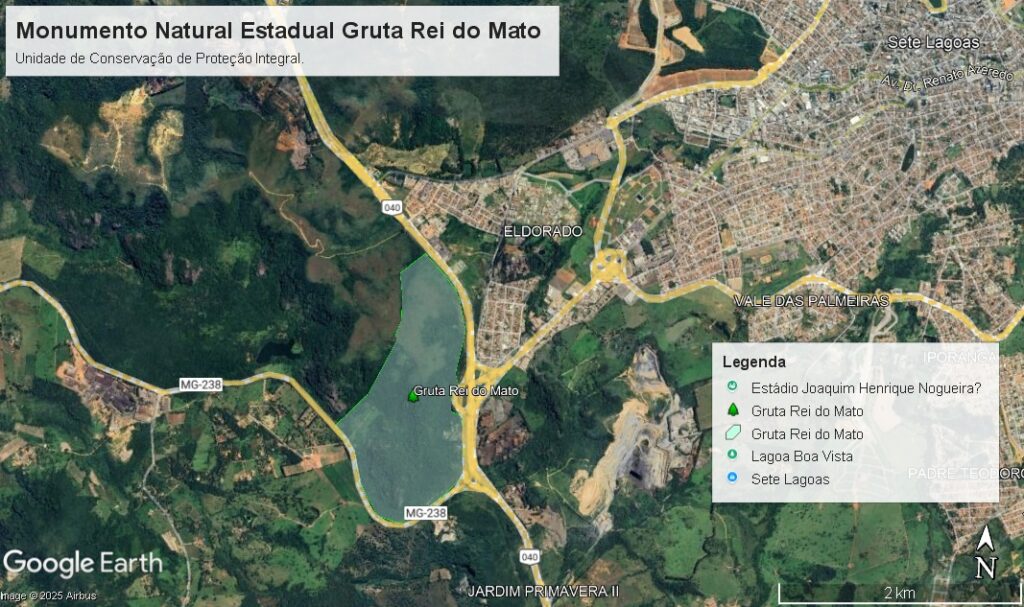 Mapa do Monumento Natural Estadual Gruta Rei do Mato.