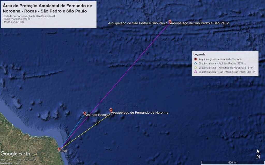 Conjunto de arquipélagos da APA Fernando de Noronha e Rocas-São Pedro e São Paulo.