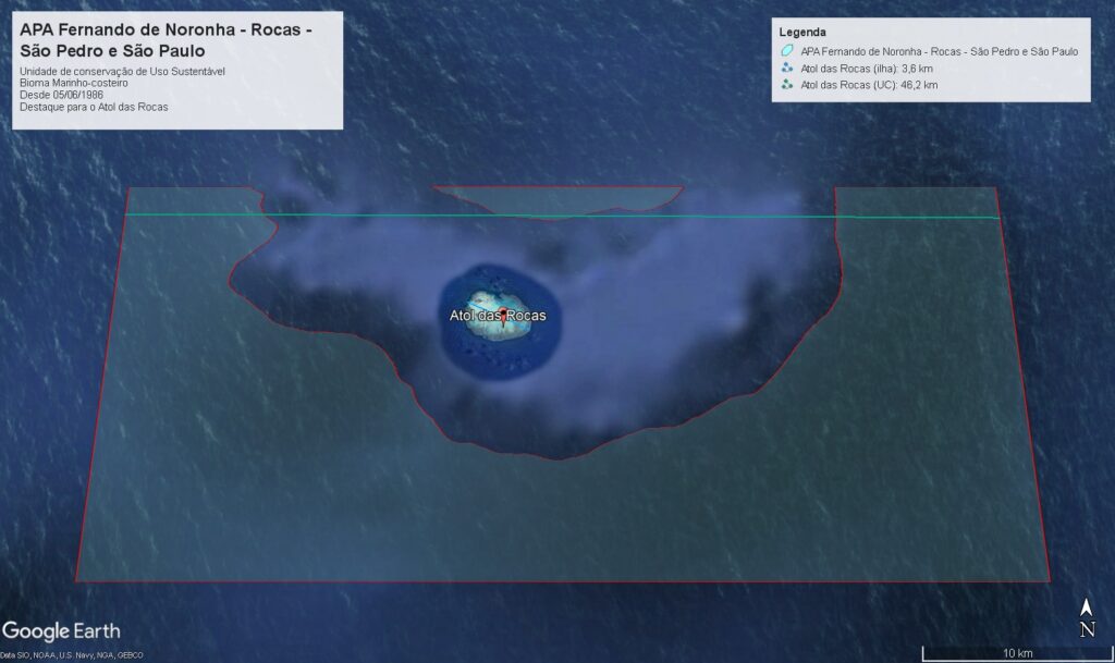 Destaque para o arquipélago de Atol das Rocas no contexto da APA.