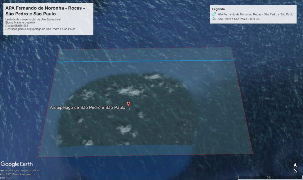 Destaque para o arquipélago de São Pedro e São Paulo no contexto da APA.