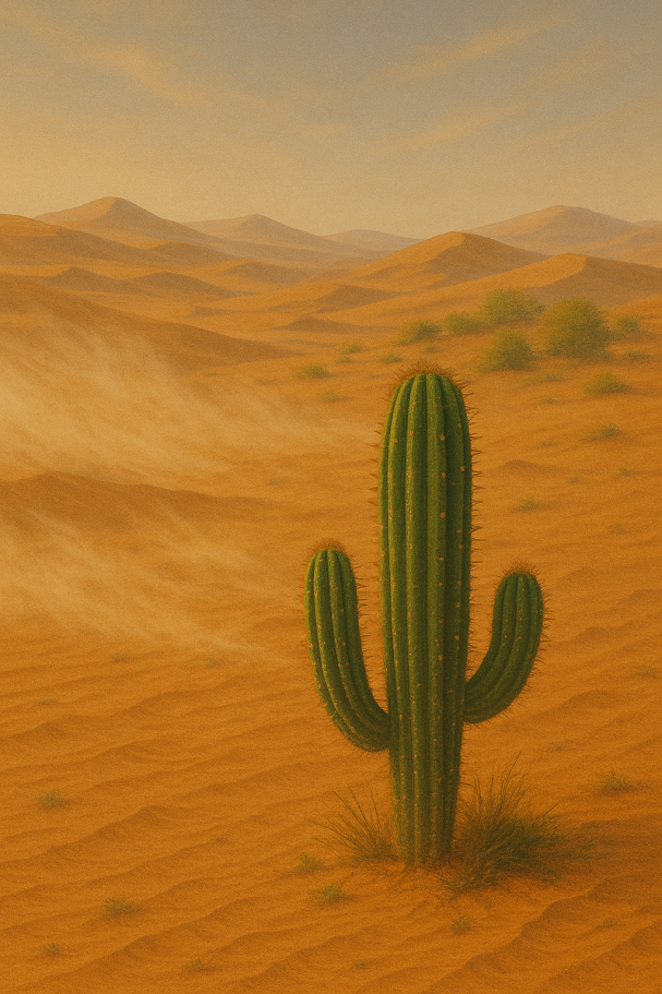 Cacto em área desértica.