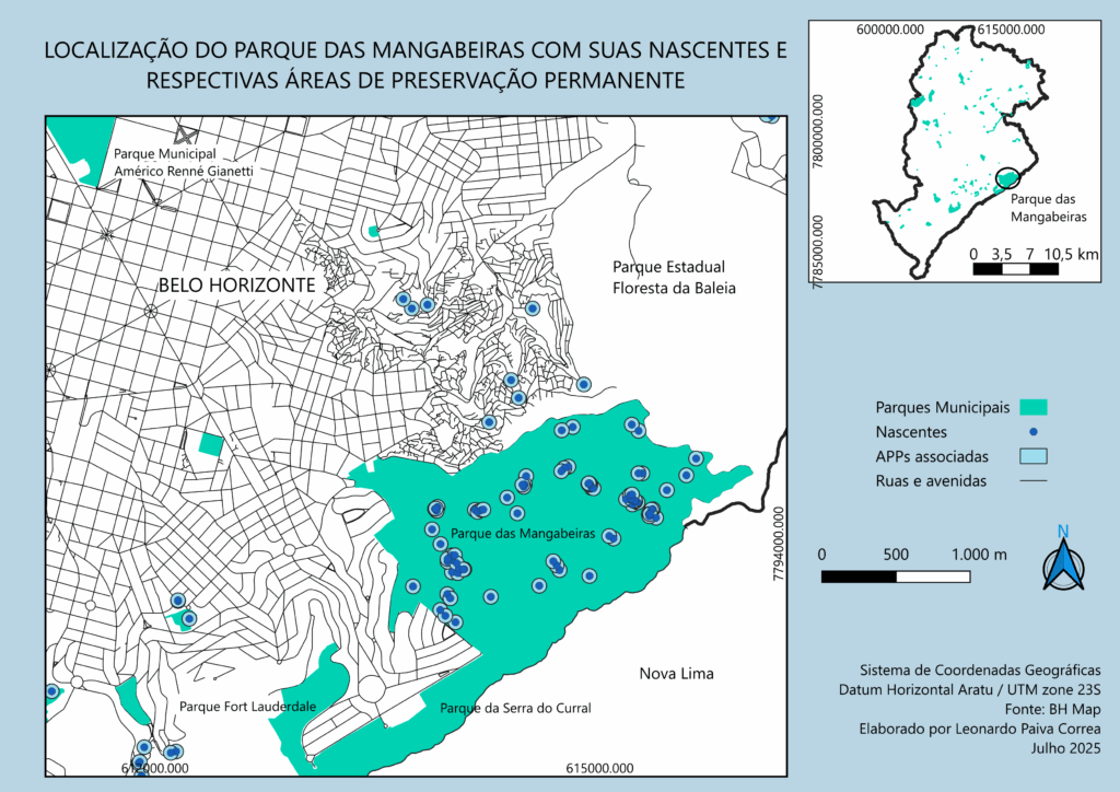 Mapa do Parque das Mangabeiras (BH).