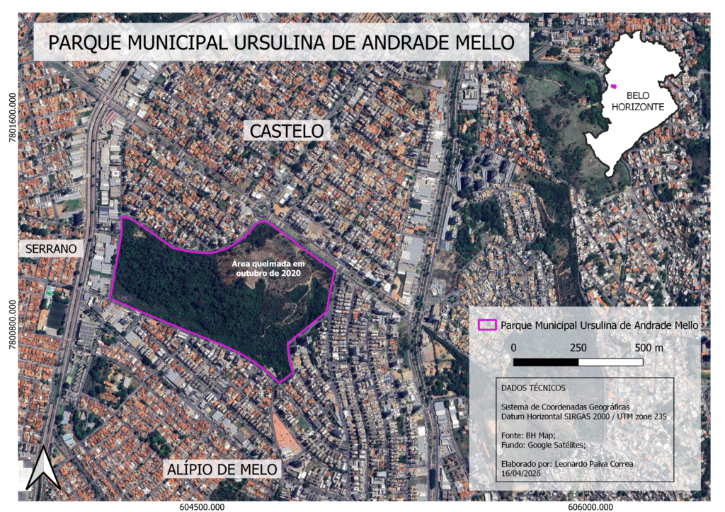 Mapa do Parque Municipal Ursulina de Andrade Mello.