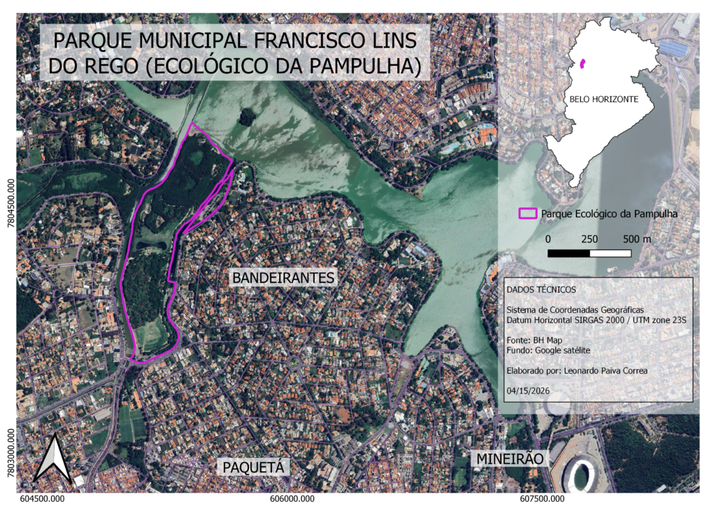 Mapa do Parque Ecológico da Pampulha.